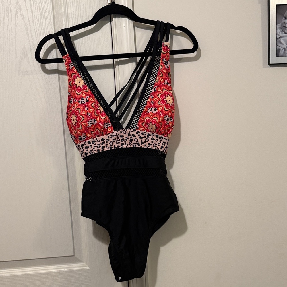 Floral and Leopard Print Women's one piece swimsuit new without tags